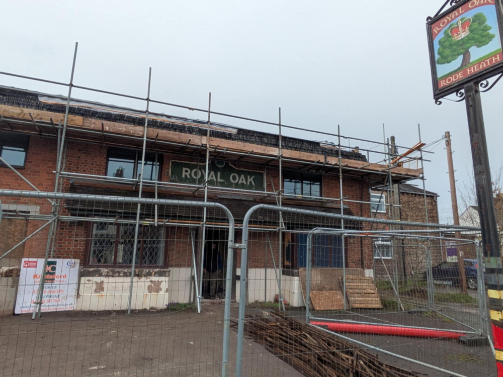 Work continues on the revamp of The Royal Oak in Rode Heath by its new owners, the Brownlow Inn. (Photo: Nub News)