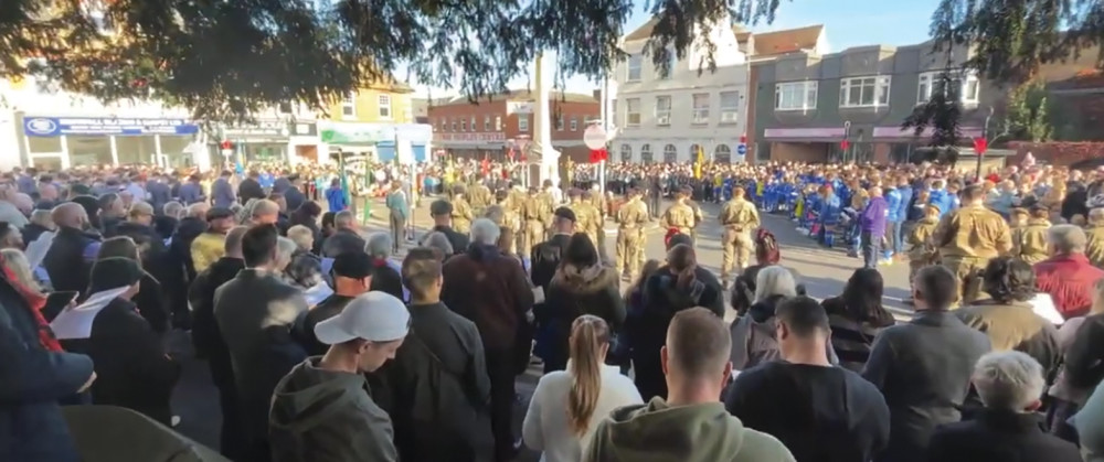 Crowds thronged around the war memorial on the Green in Stanford-le-Hope