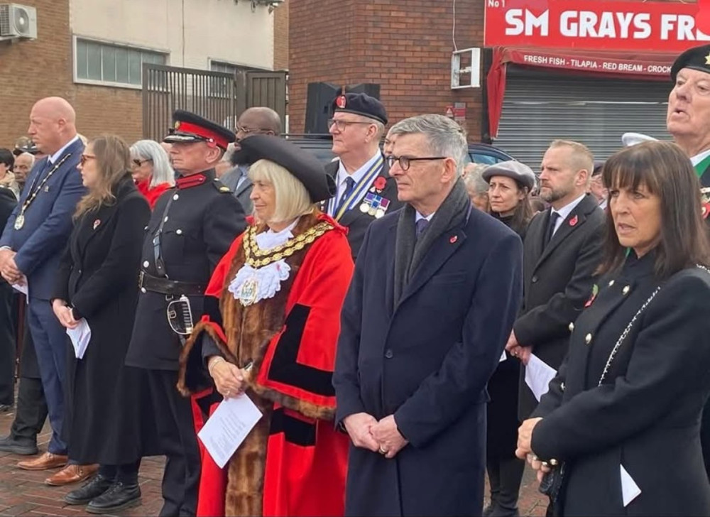 Leading figures from Thurock Council at Sunday's ceremony. 