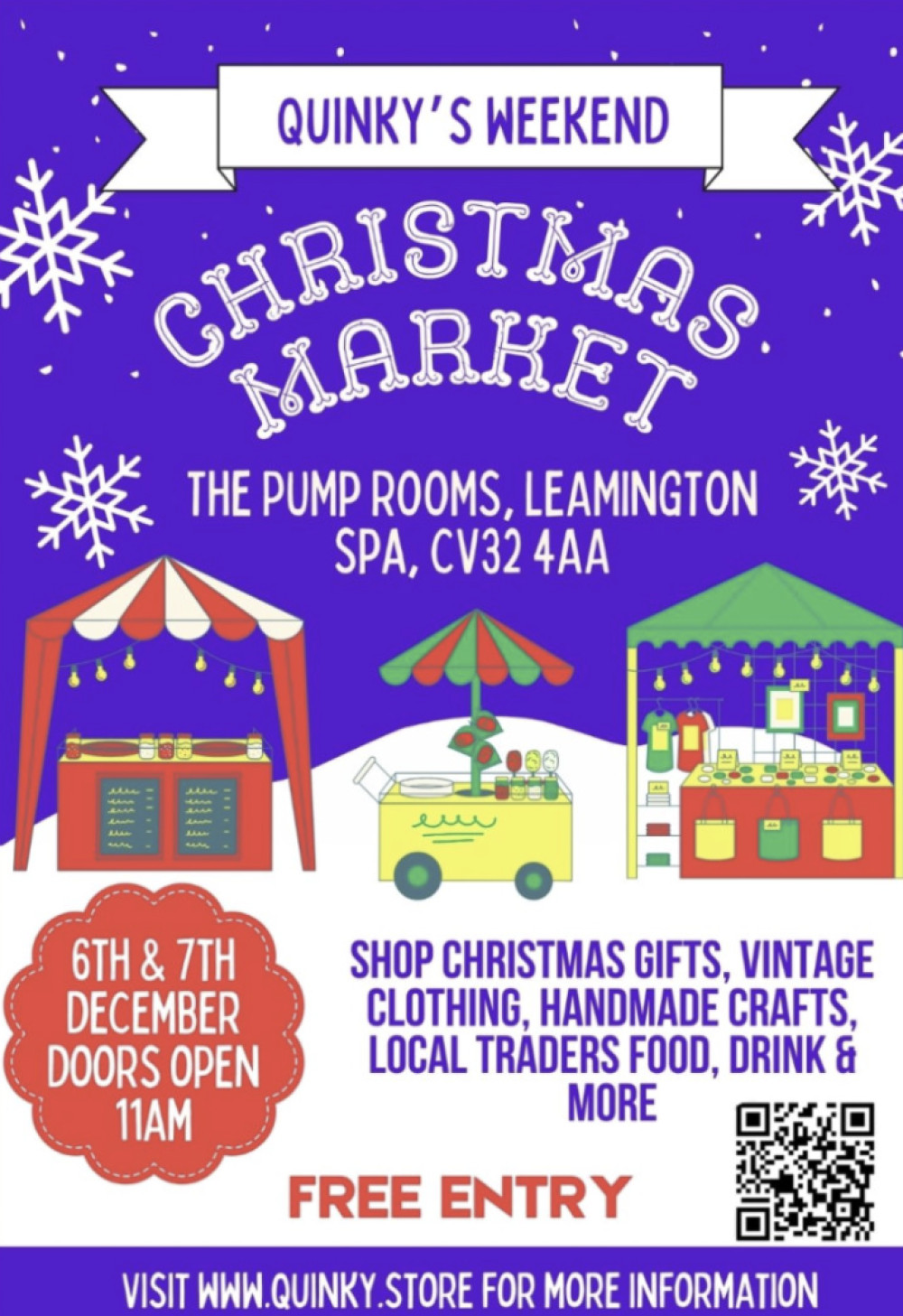Leamington's Royal Pump Rooms will host Quinky's weekend Christmas market on 6 and 7 December (image via Quinky/ Facebook)