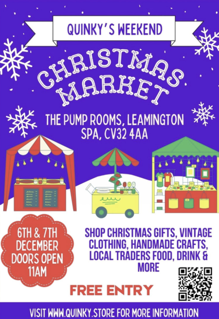 Leamington's Royal Pump Rooms will host Quinky's weekend Christmas market on 6 and 7 December (image via Quinky/ Facebook)