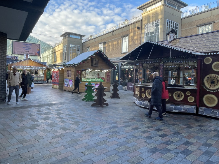 Merseyway shopping centre's Christmas huts are now open, serving sweet and savoury treats, gifts, and more (Image - Nub News)