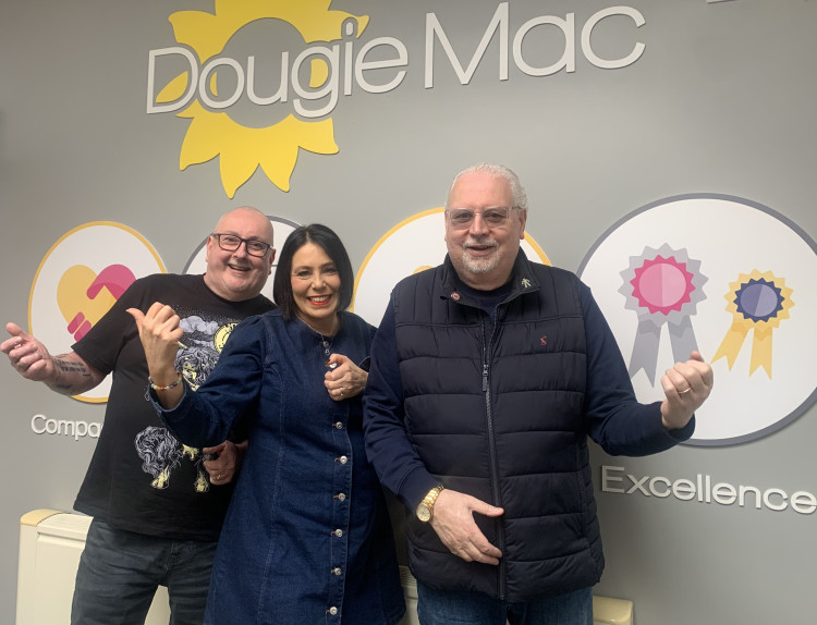 Staffordshire duo Pick & Mix with Julie Gant who will release their Christmas single on Friday (image via Dougie Mac)