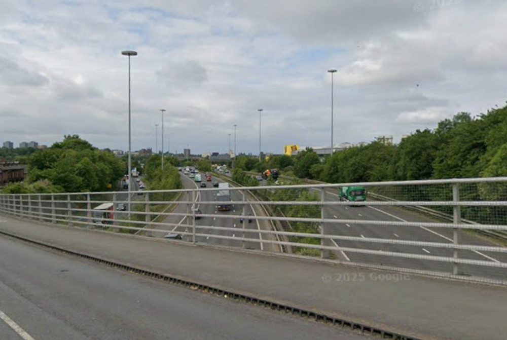 Objects were thrown onto the M60 over the side of Brinnington Road, Greater Manchester Police has said (Image - Google Maps)