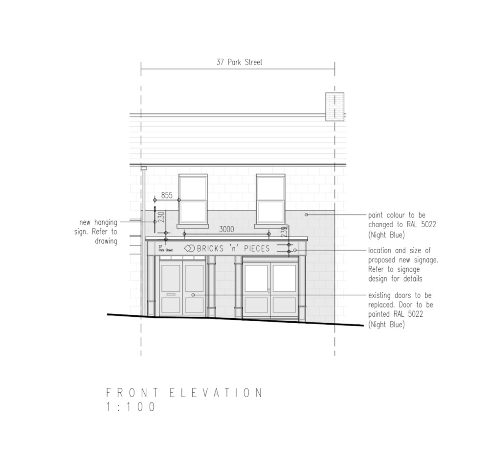 Plans have been proposed for solar panels and changes to the frontage of a historic building in Leamington houses the new store Bricks 'n' Pieces  (image via planning application) 