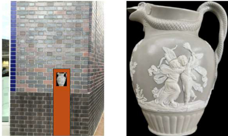 A proposed marker to commemorate the Broad Street Works which would feature a bronze cast of a Hicks Meigh and Johnson Jug (image via planning application)