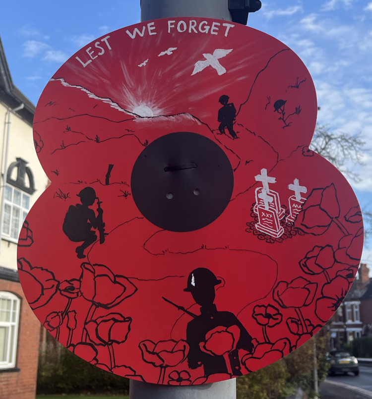 Students at Cheshire College - South & West have marked Remembrance Day with a creative project, producing hand-designed poppies to line Nantwich Road - near the college’s Crewe campus (Photo: Cheshire College).