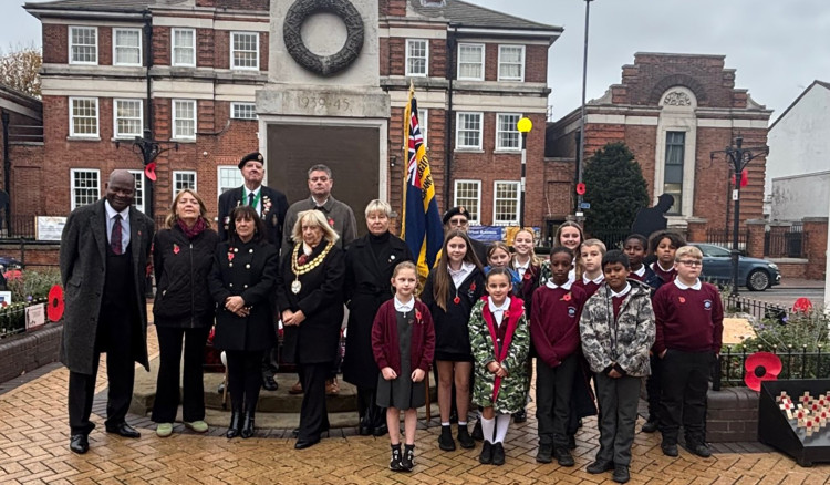 Youngsters from Woodside Academy joined civic dignitaries at the Armistice Day event in Grays. 