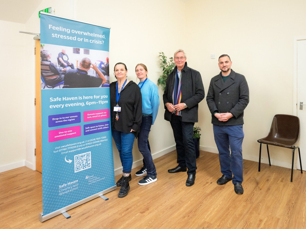 Rebekah and Claire, CW Safe Haven practitioners, with Steve Drummond, Treasurer of Warwick Sports Club and Dawood Ibtehsam, founder of People Arches Ltd, at CW Safe Haven’s new home at Warwick Sports Club (image via People Arches Ltd)