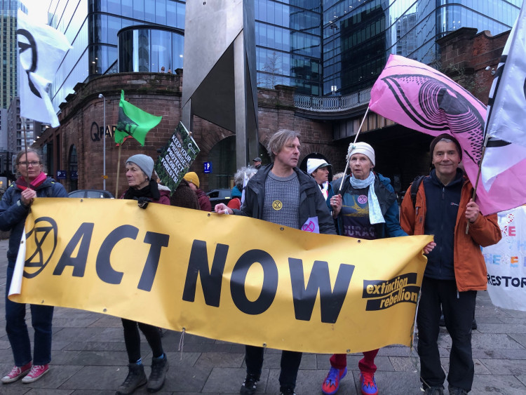 Global Justice Macclesfield at the climate justice rally in Manchester on November 15 (Credit: GJM)