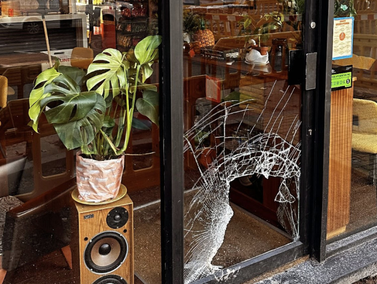 Sabins Sandwich Shop in Warwick delayed opening on 17 November after act of vandalism left its front door broken (image via Sabins)  