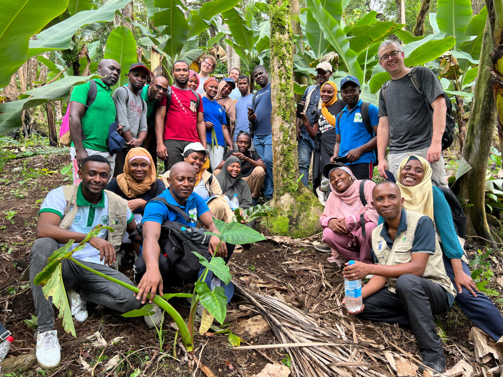 Researchers from Kew and Comoros conservation partners located around 50 surviving Ravenea moorei palms on Mount Karthala (credit: Nantenaina Rakotondranivo).