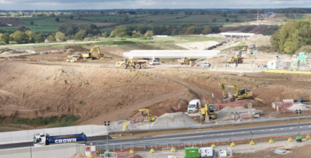 Traffic crossing the Fosse Way (B4455) bridge with Offchurch Greenway bridge and then Hunningham Road bridge behind (image supplied)