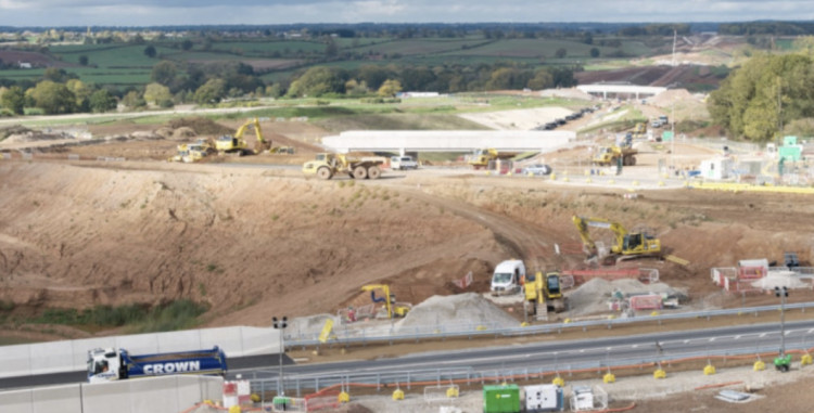 Traffic crossing the Fosse Way (B4455) bridge with Offchurch Greenway bridge and then Hunningham Road bridge behind (image supplied)