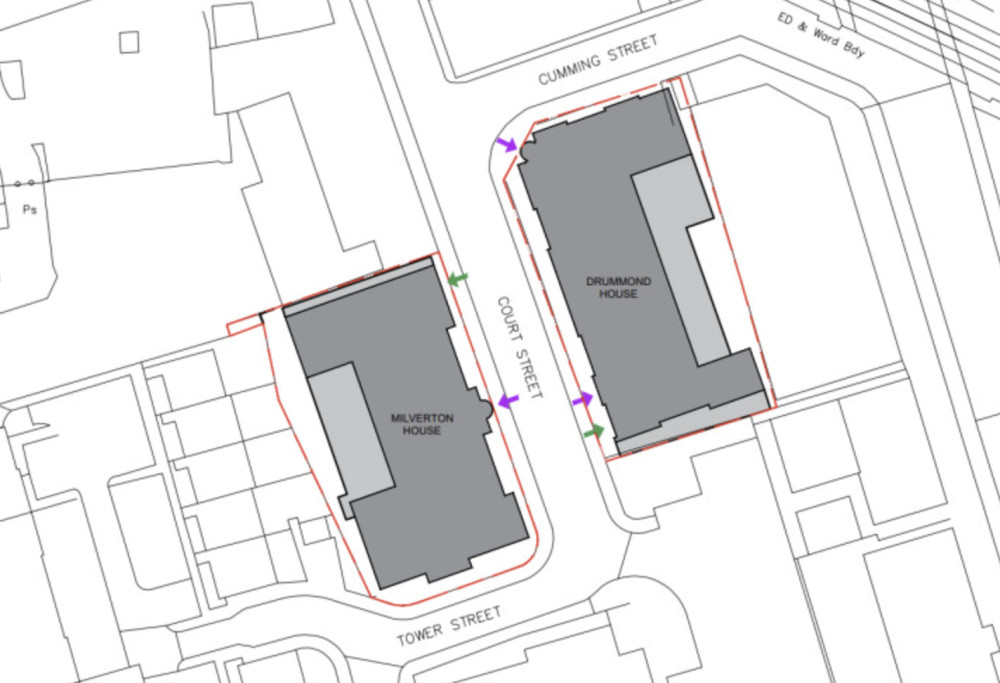 Warwick District Council has approved the development of Milverton House on Court Street into residential homes (image via planning application) 
