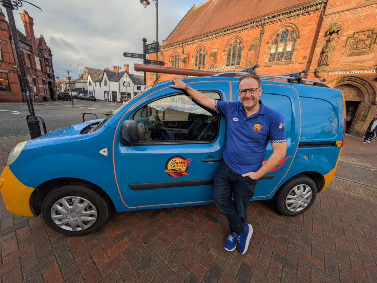 Scott Lewis with his Hot Wheels inspired van for his new business. (Photo: Nub News) 