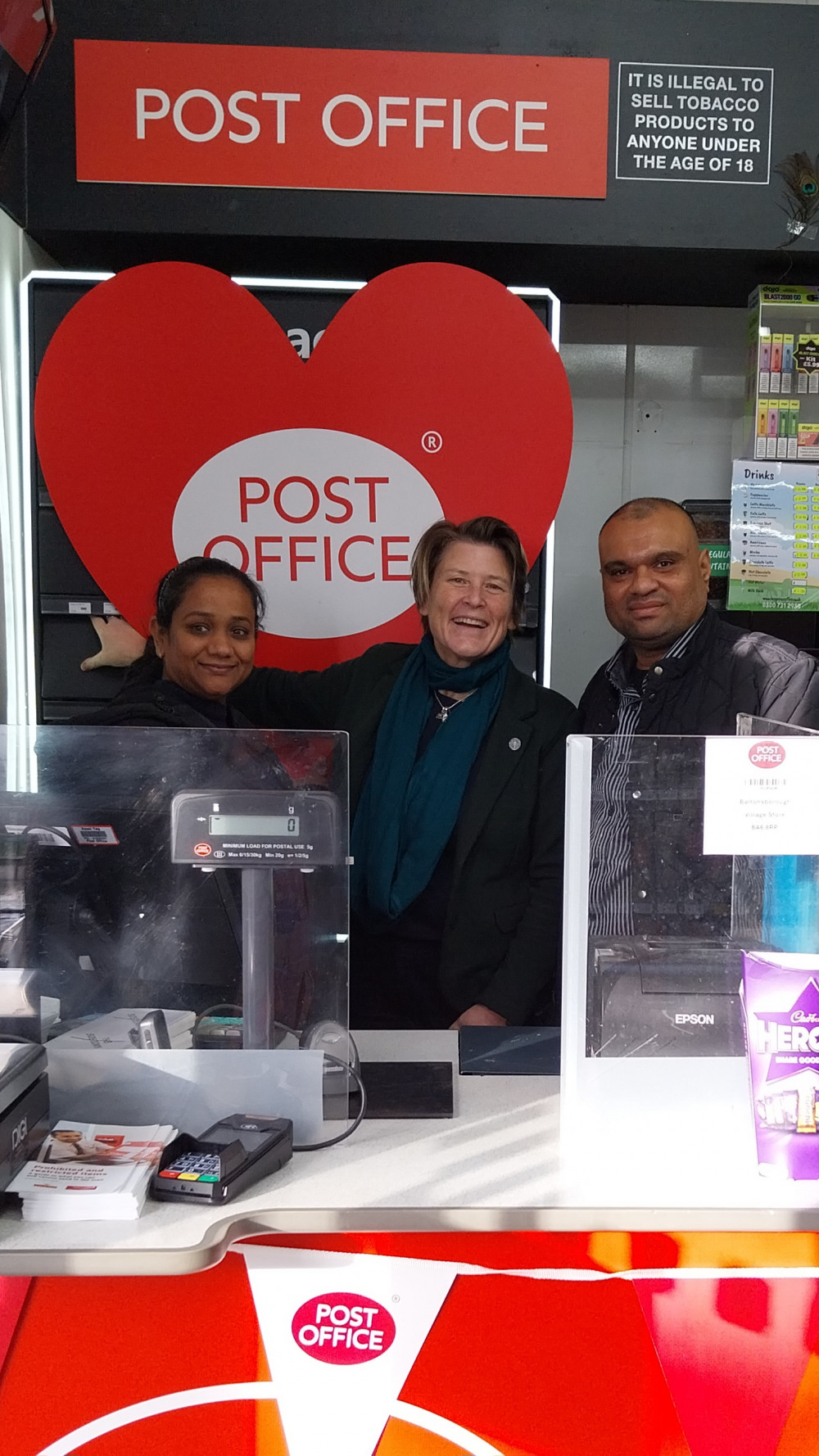 Owners Bittuben and Nik Patel with Sarah Dyke MP