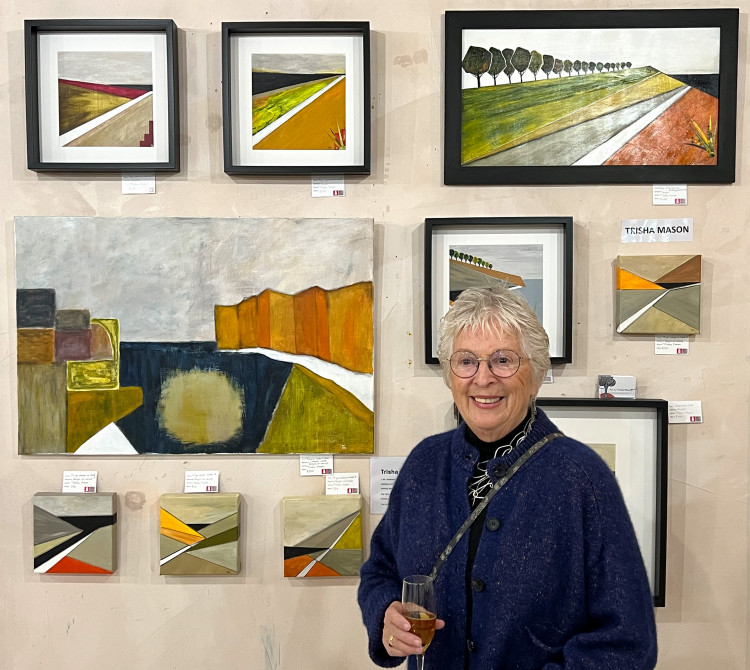 Shepton Artist Trisha Mason with her work