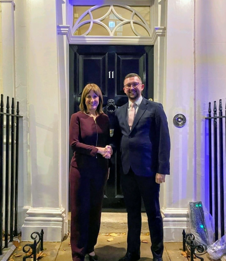 Ahead of Wednesday's Autumn Budget (November 26), Connor Naismith MP met with the Chancellor at 11 Downing Street, discussing measures to support high streets and reduce illegal working (Photo: Supplied).