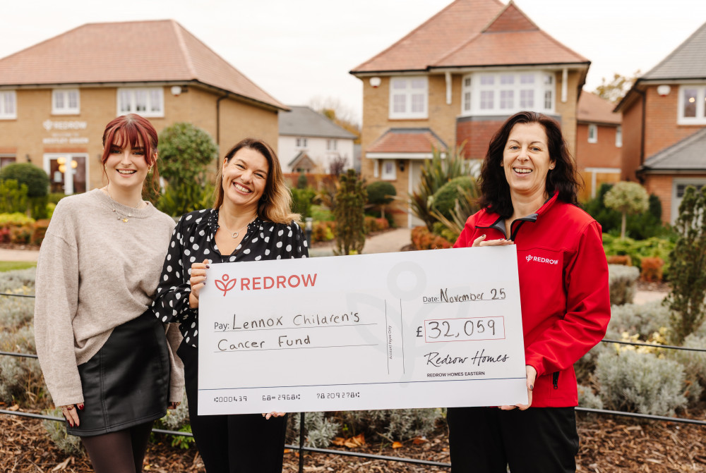 Cheque handover with Lennox and Redrow
