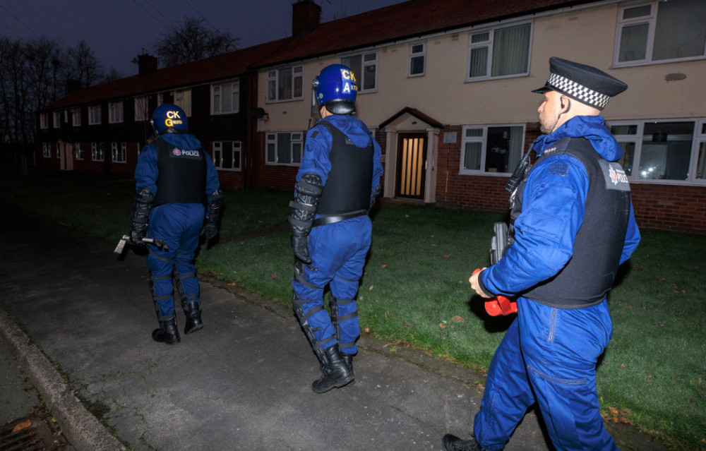 Officers from the Stockport Neighbourhood police team have made arrests and seized illicit items as part of a 'crime-smashing' operation in Brinnington (Image - GMP)