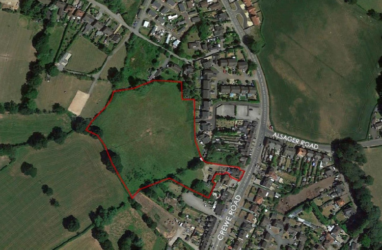 The application site for the proposed 54 homes off Crewe Road at Winterley. (Google, Airbus, Maxar Technologies)