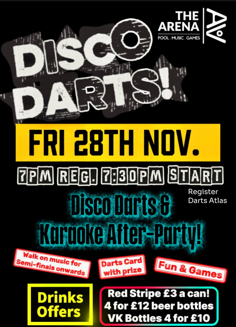 Disco darts with karaoke after-party
