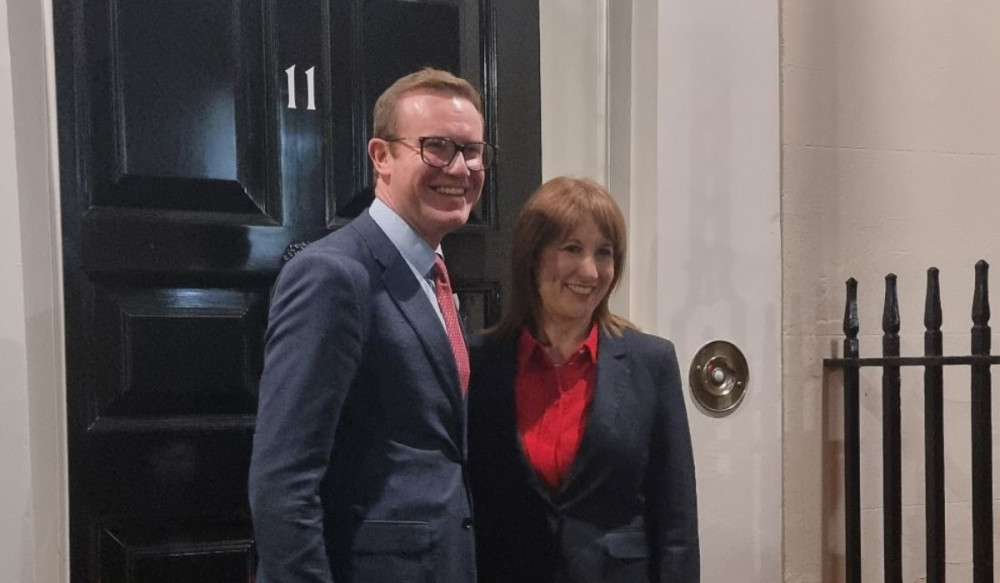 Macclesfield MP Tim Roca with Chancellor Rachel Reeves (Credit: Tim Roca)