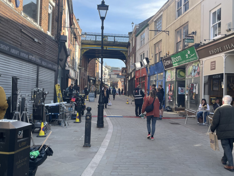 Filming for series two of BBC sitcom Daddy Issues took place in Stockport town centre earlier this year (Image - Nub News)
