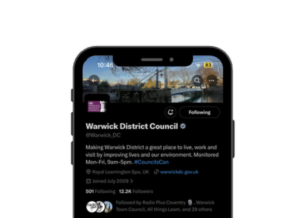 Warwick District Council halts X (formerly Twitter) use, citing concerns over content and misinformation (image via X/WDC)