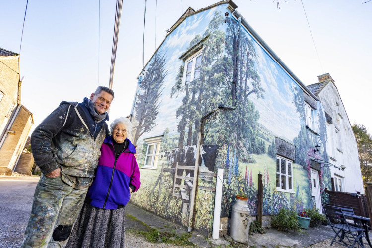 Glastonbury artist Jon Minshull transforms walls with vibrant murals, brightening the town. (All photos: SWNS) 