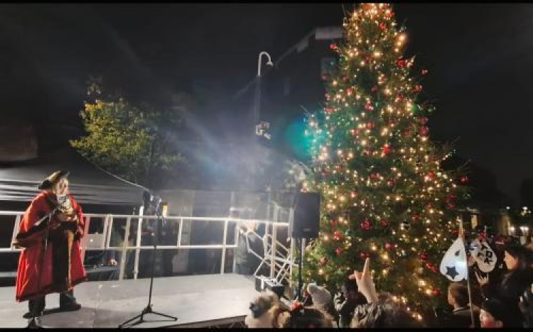 Cllr Sue Shinnick switched on Grays' lights. 