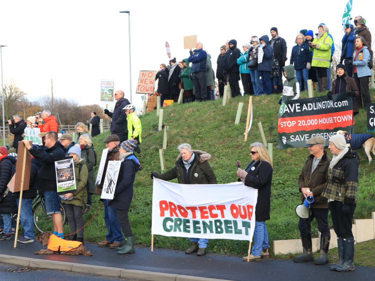 Adlington residents and the farming community staged another protest against plans to build thousands of homes in the parish (Credit: Julie Latham)