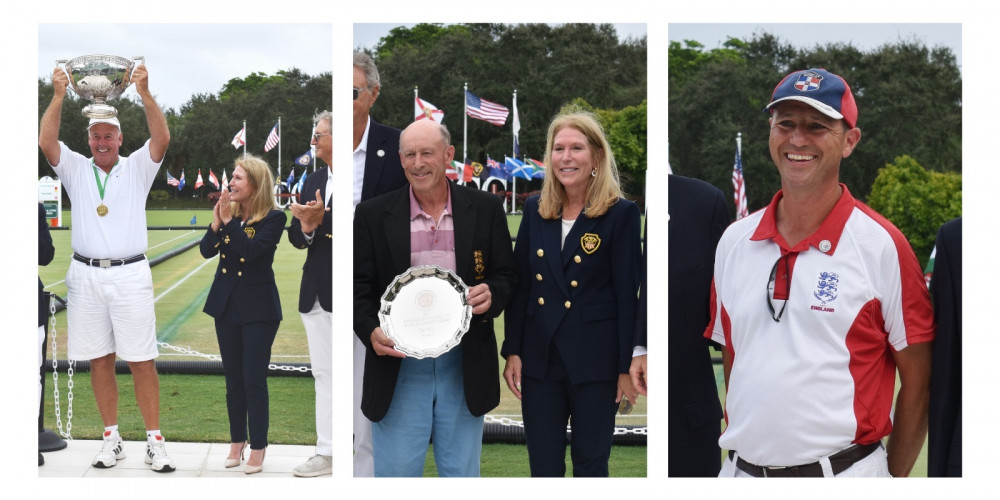 (From Left to Right) Reg Bamford, World Champion, Stephen Mulliner, Nick Parish, Surbiton Club Chair (Image supplied)