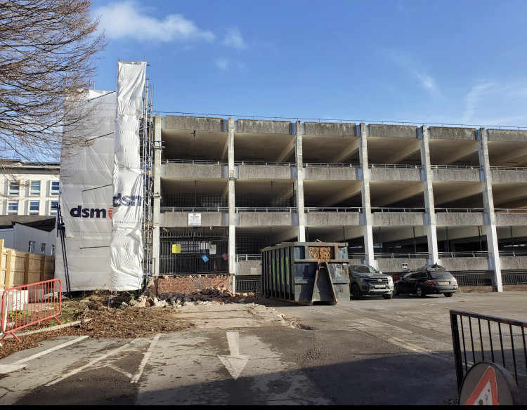 Demolition work on Leamington's Covent Garden car park is well underway (image via Geoff Ousbey)