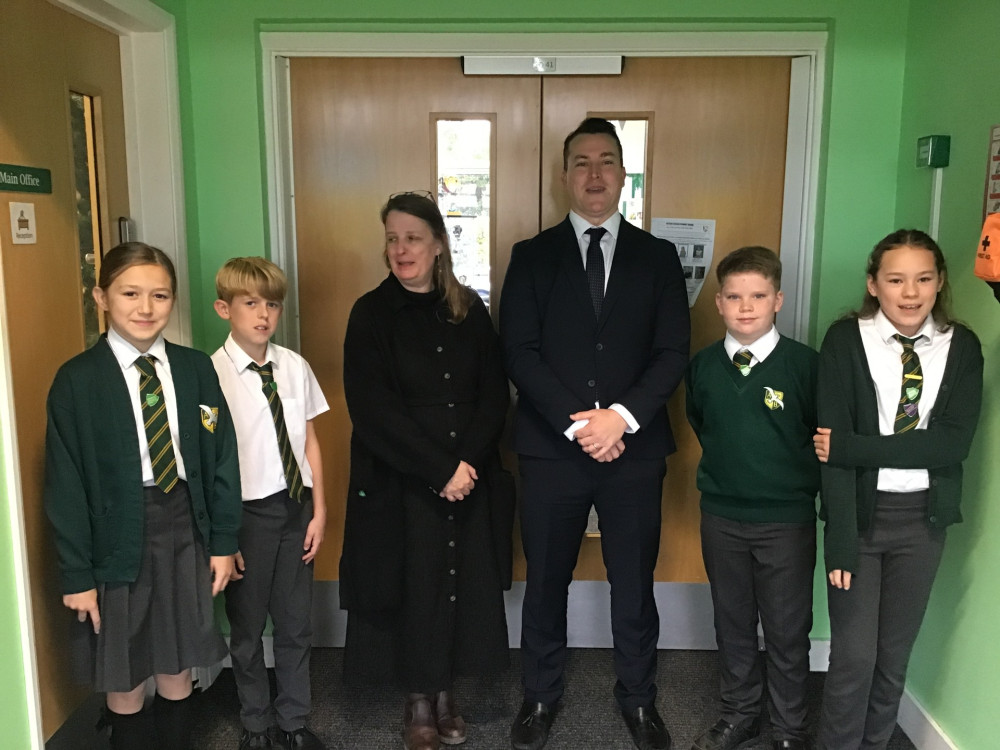 James McMurdock with some of the students at Arthur Bugler