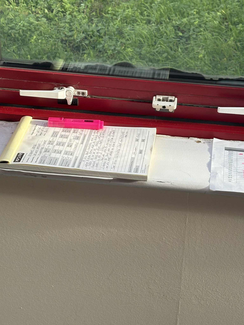 The report form was left in open sight for two days.