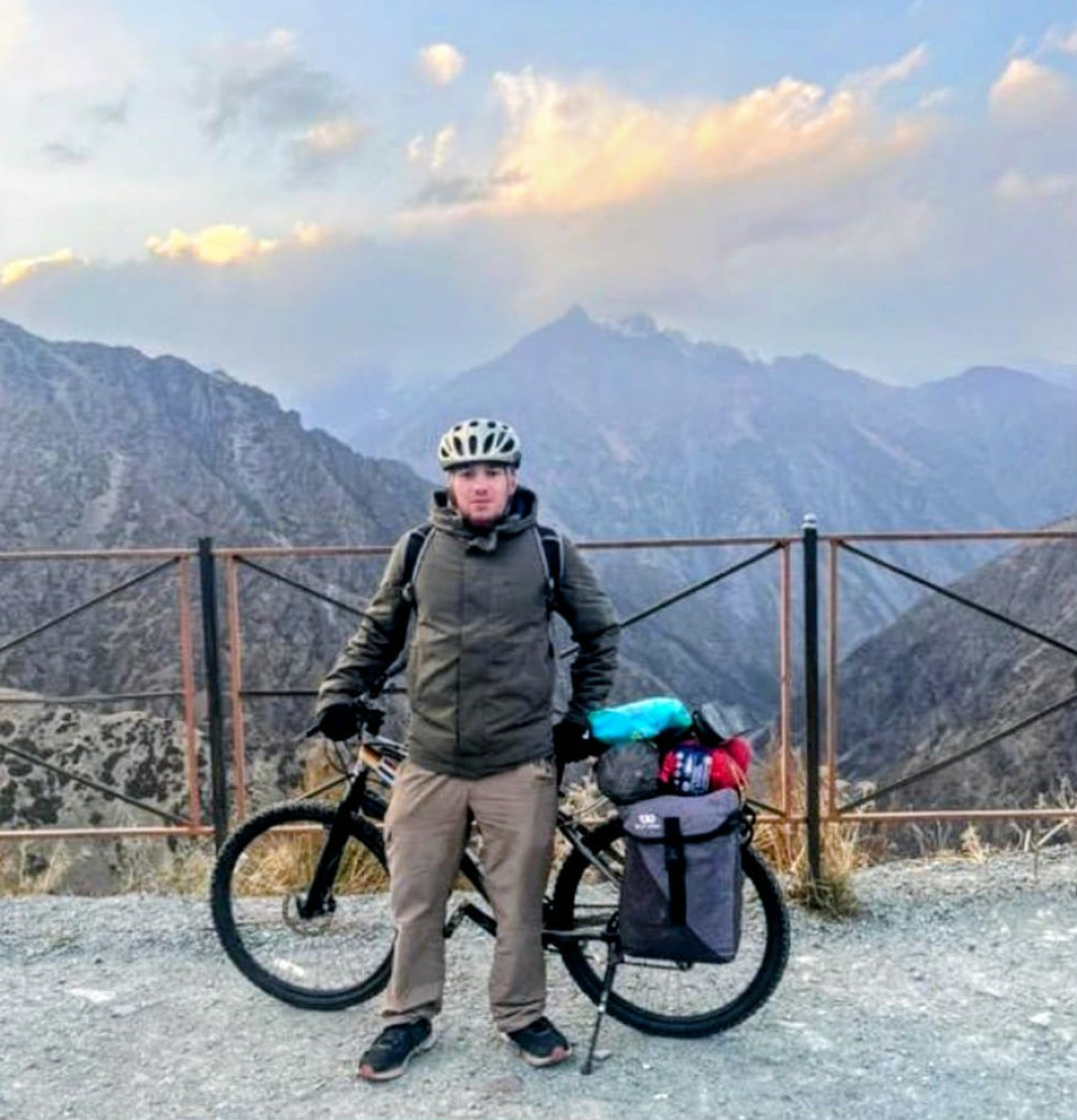 Edmund Doyle, 22, has completed a 11,000km solo cycle from Crewe to Horgos on the Chinese border, travelling through 19 countries over 139 days (Photo: Supplied).