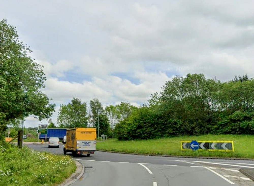 On Thursday 27 November, a flat bed transit and a motorbike collided on the roundabout at the junction of the A500 (Shavington Bypass) and David Whitby Way (Photo: Google).