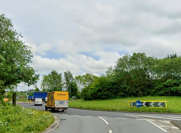 On Thursday 27 November, a flat bed transit and a motorbike collided on the roundabout at the junction of the A500 (Shavington Bypass) and David Whitby Way (Photo: Google).