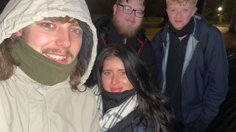 Mental health nursing students, Bradlee Bugg, Adam Crawford, Ella Smith and Harvey Betts recently walked the equivalent of 37 miles (Image supplied)