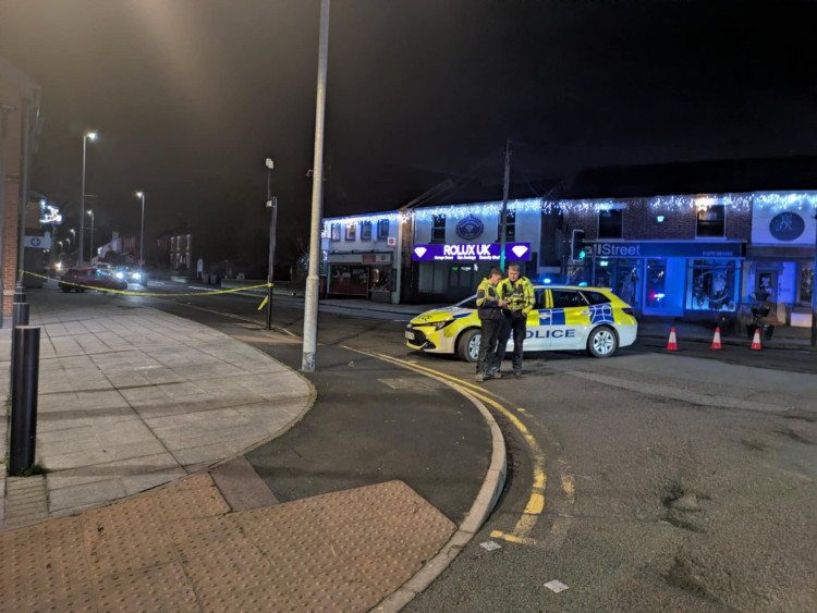 Lawton Road in Alsager was closed last night following a crash. (Photo: Nub News)