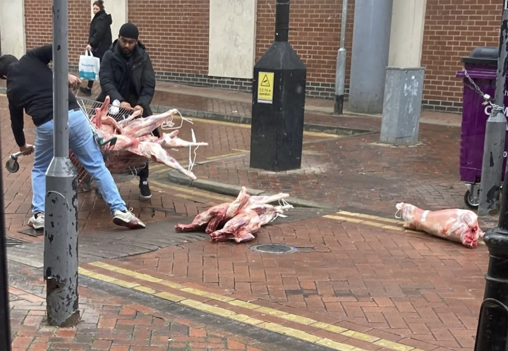 People have been concerned by the butchery of animal carcasses in the street in Grays