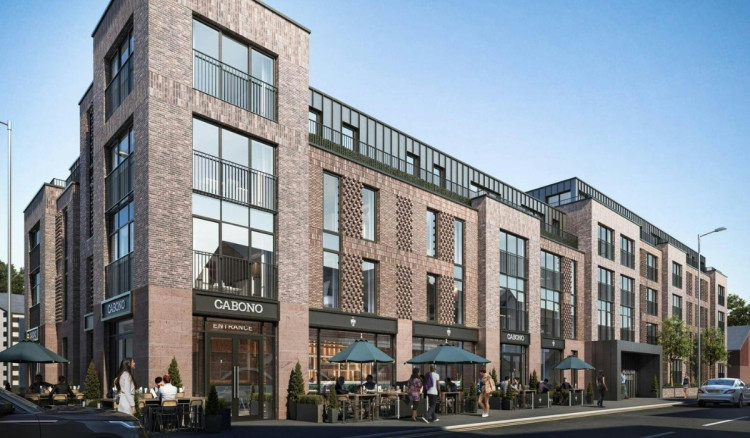 A plot with permission for an apartment and retail complex has gone up for sale (Credit: Hallams)