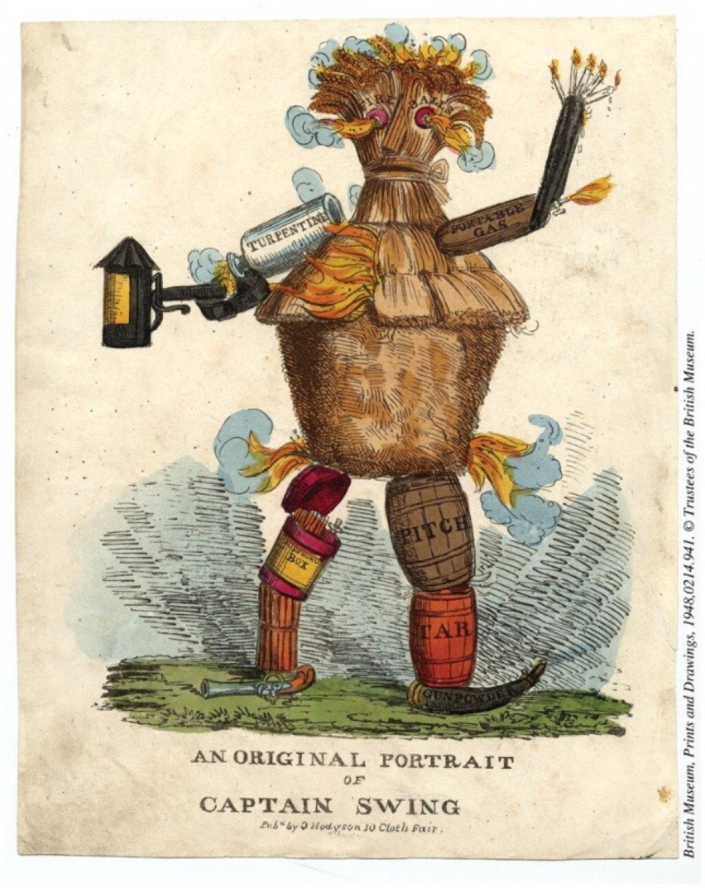 An 1830 portrait of the fictiotious character 'Captain Swing' - mascot of the protesting peasants.