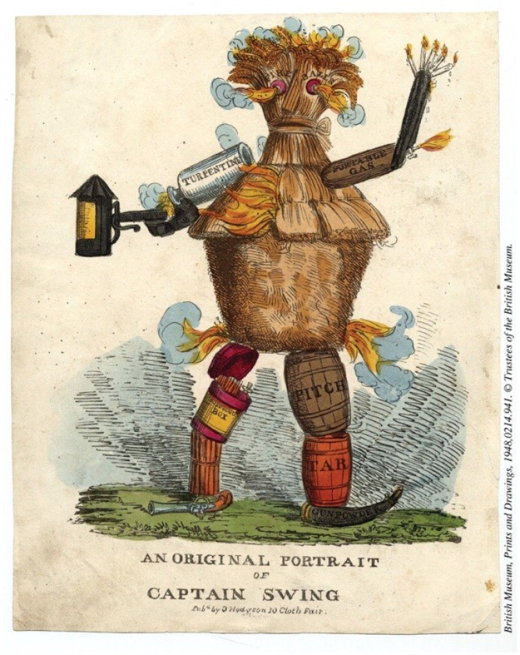 An 1830 portrait of the fictiotious character 'Captain Swing' - mascot of the protesting peasants.