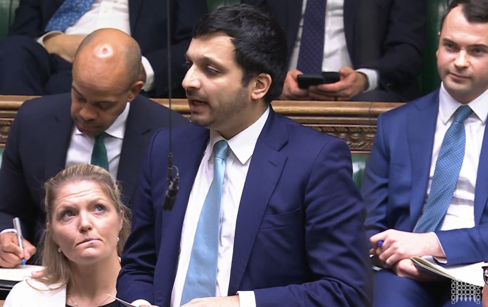 Saqib Bhatti, the MP for Meriden and Solihull East, has opposed the plans for Oakes Farm (image via Parliament TV)