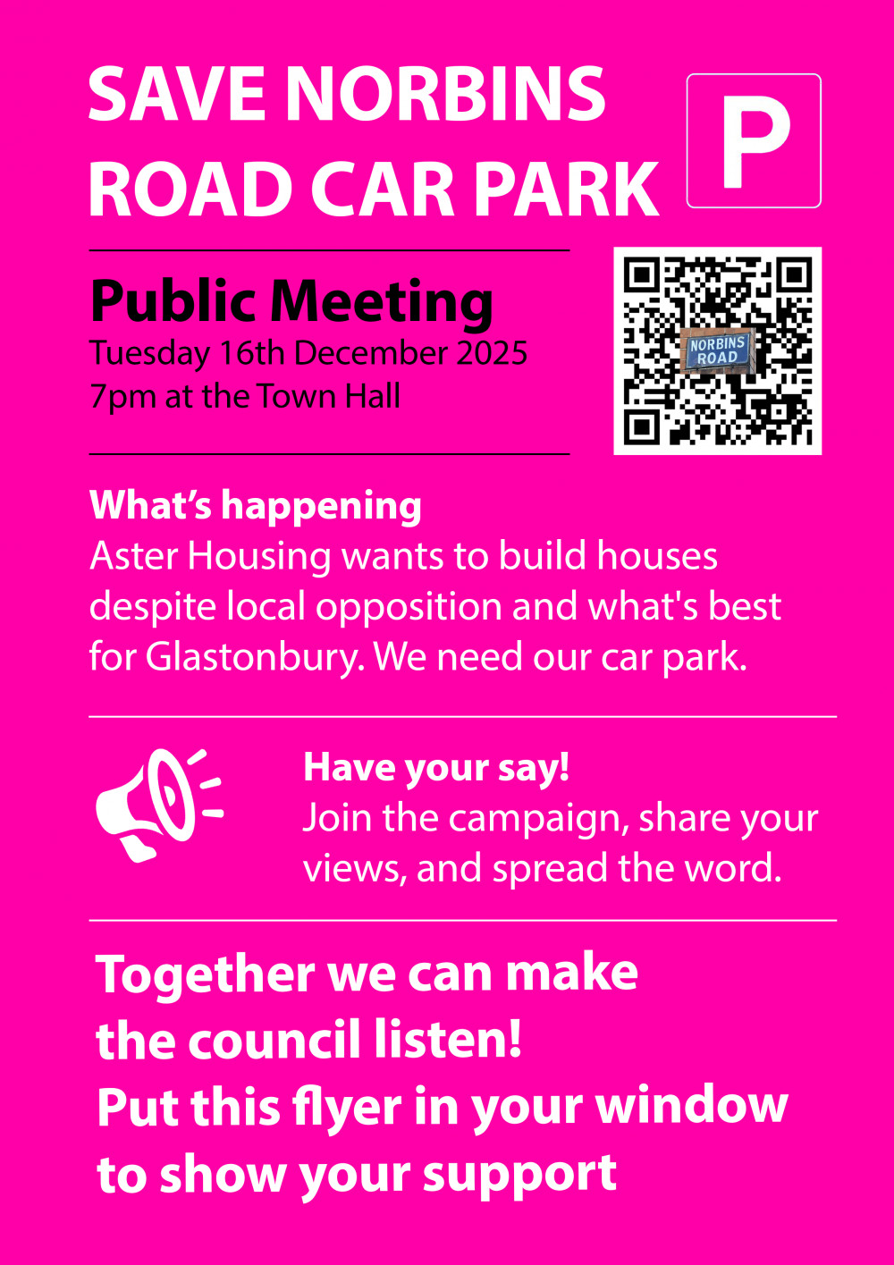 Save Norbins Road car park public meeting 