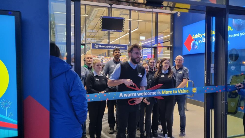 Crowds gathered outside the new Lidl in Ashby for the grand opening and first look inside the store (Photo: Grace Kennington)