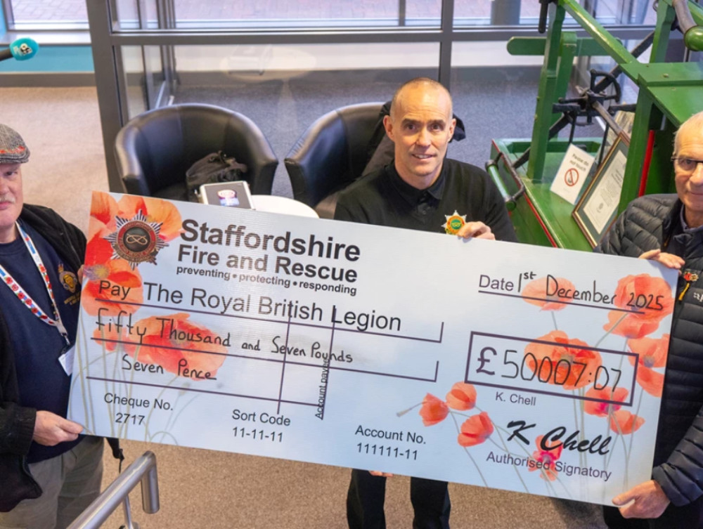 Kelvin Chell raised £50,000 for the Royal British Legion (image via Staffordshire Fire and Rescue)